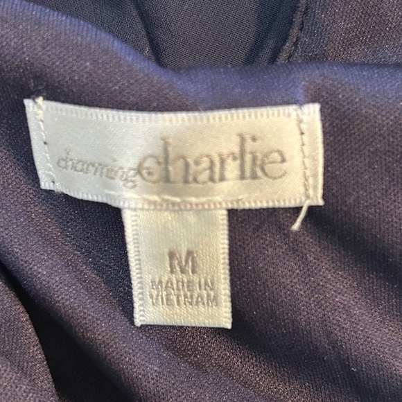 Navy Maxi Dress Bridesmaid Prom Dress M Criss Cross Back - Picture 4 of 8